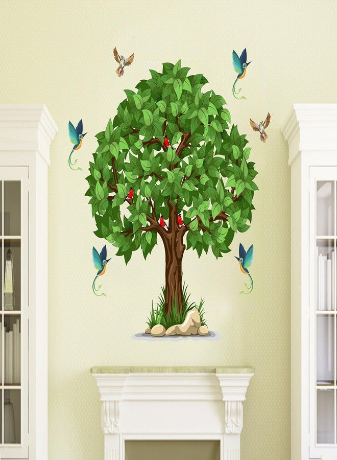 MERICAL Set of 2 Wall Stickers Blue Tree Moon | Green Tree for Home, Hall, Bedroom, Livingroom & Kitchen - Image 2